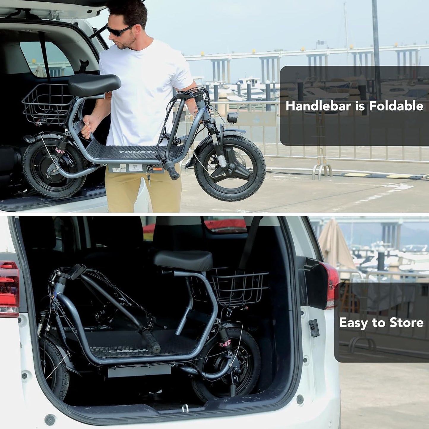 Peak 1200W Foldable Electric Scooter with Seat, 14" Fat Tire Adult Scooter, 500Wh Battery up to 30 Miles & 20MPH, Commuting with Basket & Shock Absorbing
