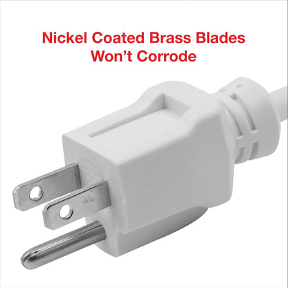 35 Ft Indoor/Outdoor Extension Cord 16/3 SJTW, White, Water & Weather Resistant, Flame Retardant, 3 Prong Grounded Plug, CP10207