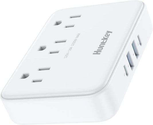 Easycombo Travel Detachable Power Strip - 3 Outlets, Cruise Approved, No Surge Protection, Detachable Cord (Not Included), 4 USB Ports (2 USB-C, 2 USB-A), Power Cord Sold Separately