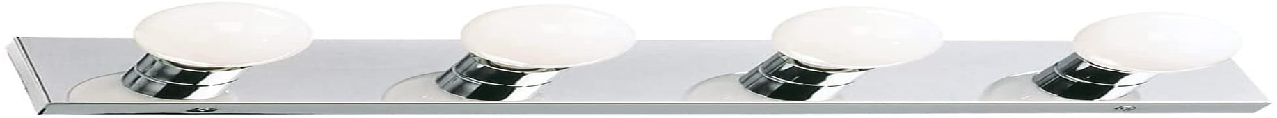 Vanity Lighting, Steel Construction, 4 Vanity Lights, Dimmable, Uses Four 60W Bulbs, Polished Chrome, 24.0 In. W X 4.3 In. H X 2.0 In. D, 500892