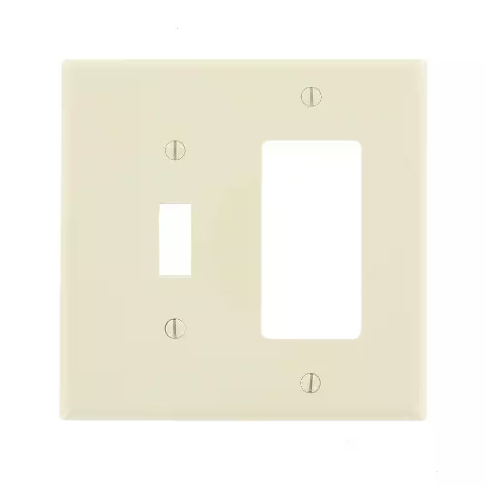 2-Gang Light Almond 1-Toggle / 1-Decora/Rocker Nylon Midway/Midsize Wall Plate (1-Pack) PJ126-T