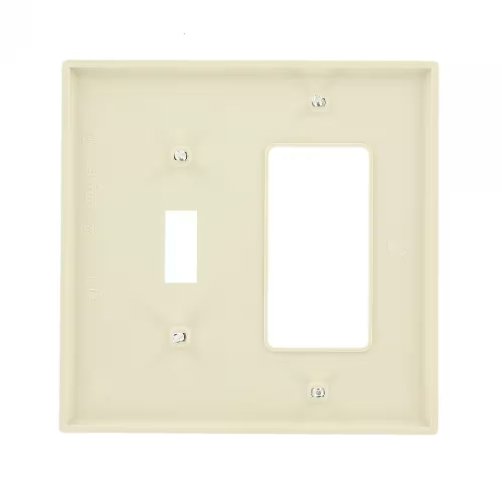2-Gang Light Almond 1-Toggle / 1-Decora/Rocker Nylon Midway/Midsize Wall Plate (1-Pack) PJ126-T