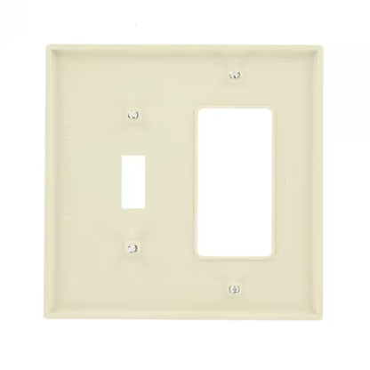2-Gang Light Almond 1-Toggle / 1-Decora/Rocker Nylon Midway/Midsize Wall Plate (1-Pack) PJ126-T
