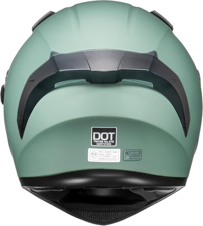 Full Face Motorcycle Helmet with Internal Tinted Visor & DOT Approved for Moped ATV Cruiser Scooter (Alpine Matt Green, Medium)