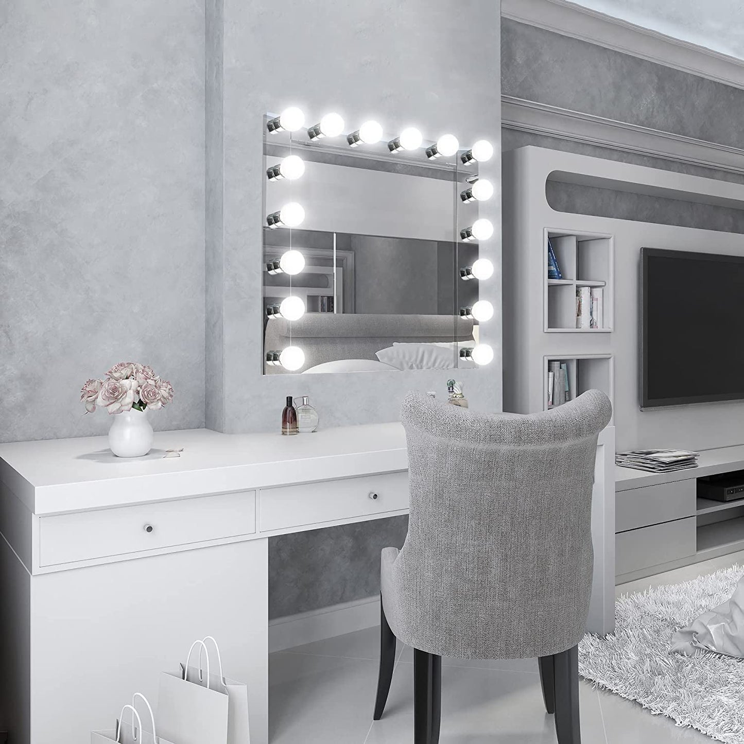 Vanity Lighting, Steel Construction, 4 Vanity Lights, Dimmable, Uses Four 60W Bulbs, Polished Chrome, 24.0 In. W X 4.3 In. H X 2.0 In. D, 500892
