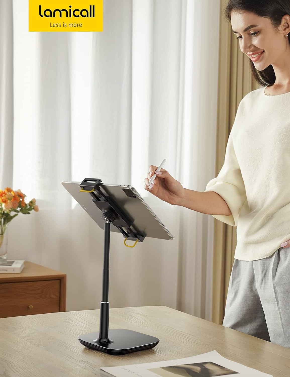Tablet Stand Holder, Gooseneck Tablet Mount - 2.5Lb Heavy Duty Base Adjustable Desktop Stand with 360 Degree Rotating for 4.7-13" Tablet, Ipad Pro 12.9 Air Mini, Fire, Kindle, Tabs, Black