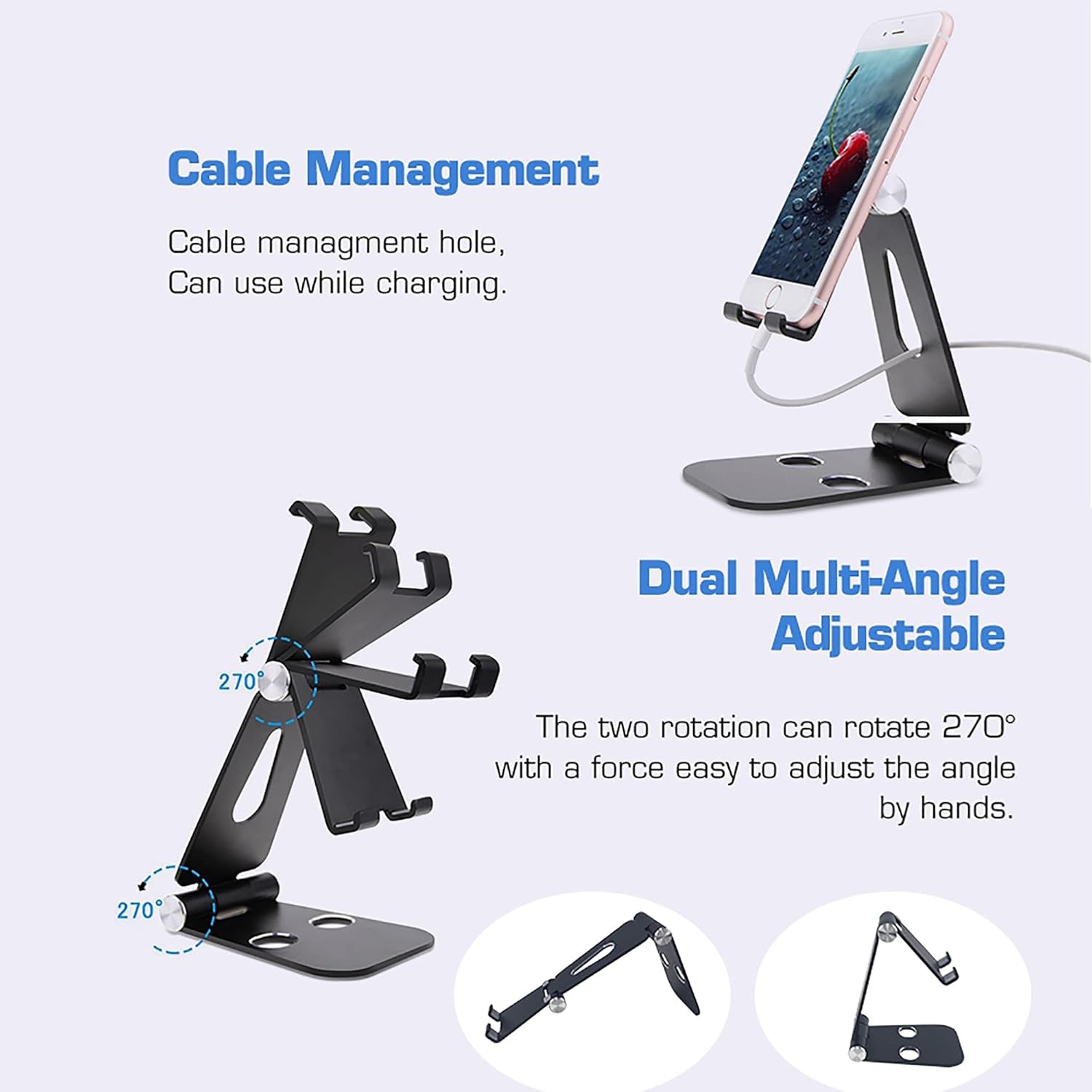 Foldable Phone Holder for Car. Universal Rose Gold Car Cell Phone Holder for Office, Bed, Table. Cute Pink Car Iphone Holder. Folding Cartop Tablet Holder Holder. Car Metal Mobile Phone Holder