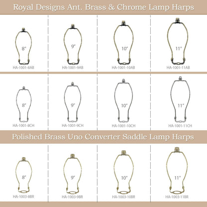 Heavy Duty Harp for Lamp Shade Holder, 7 Inch, Polished Brown Base