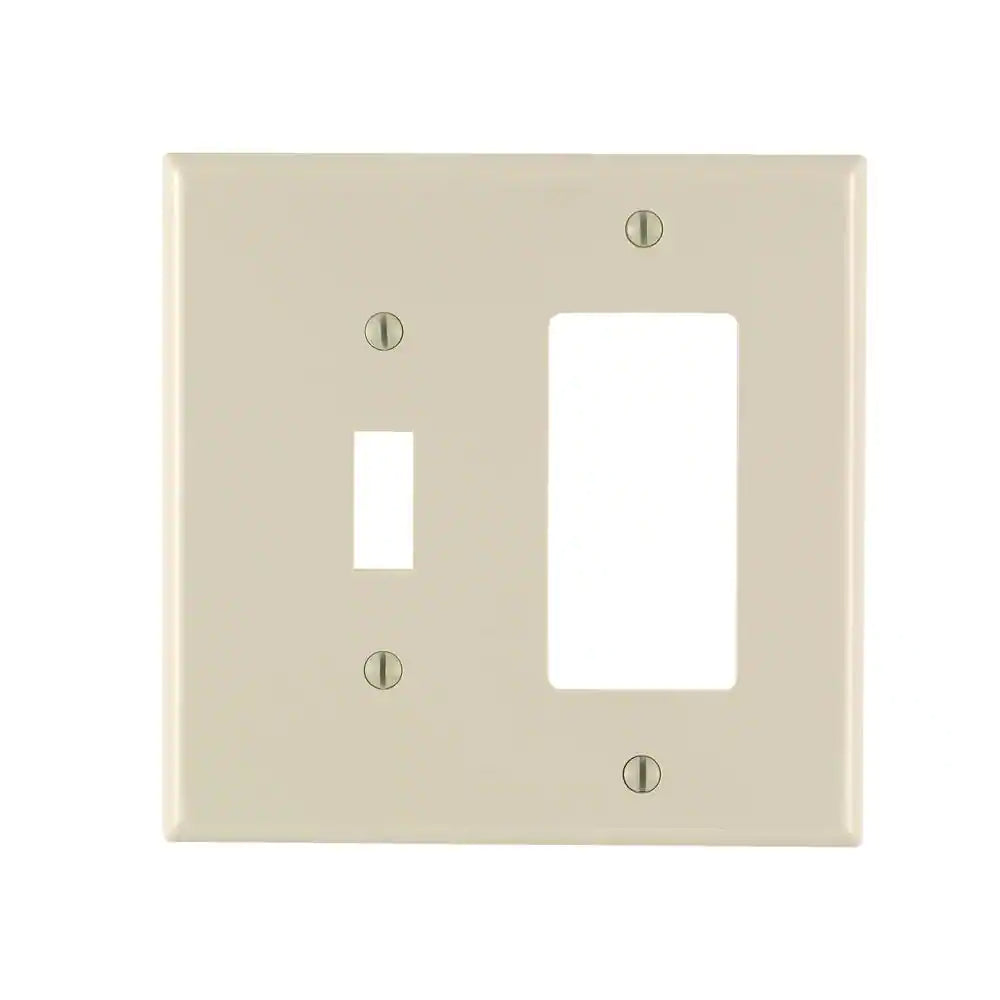 2-Gang Light Almond 1-Toggle / 1-Decora/Rocker Nylon Midway/Midsize Wall Plate (1-Pack) PJ126-T