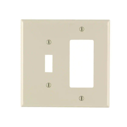 2-Gang Light Almond 1-Toggle / 1-Decora/Rocker Nylon Midway/Midsize Wall Plate (1-Pack) PJ126-T