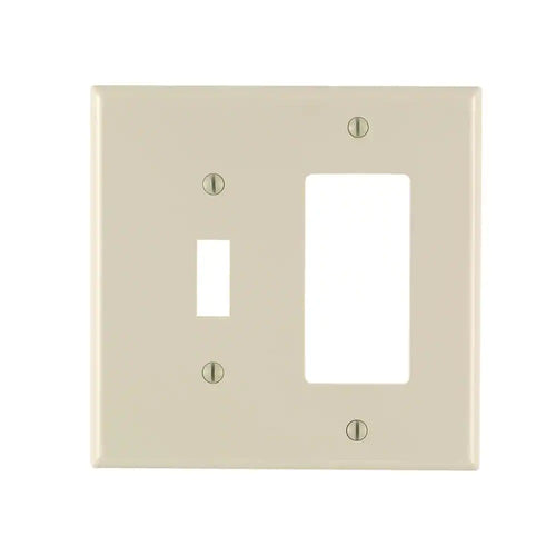 2-Gang Light Almond 1-Toggle / 1-Decora/Rocker Nylon Midway/Midsize Wall Plate (1-Pack) PJ126-T