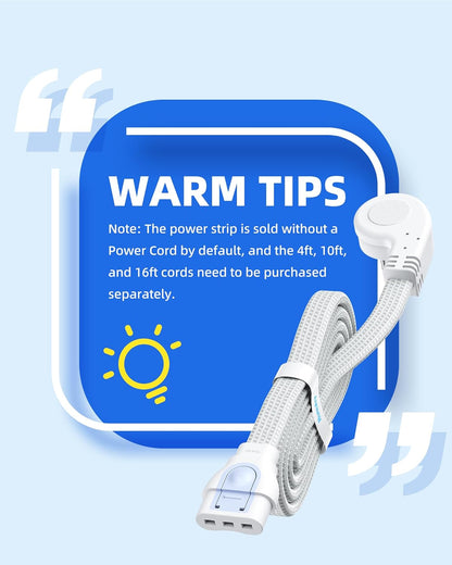 Easycombo Travel Detachable Power Strip - 3 Outlets, Cruise Approved, No Surge Protection, Detachable Cord (Not Included), 4 USB Ports (2 USB-C, 2 USB-A), Power Cord Sold Separately