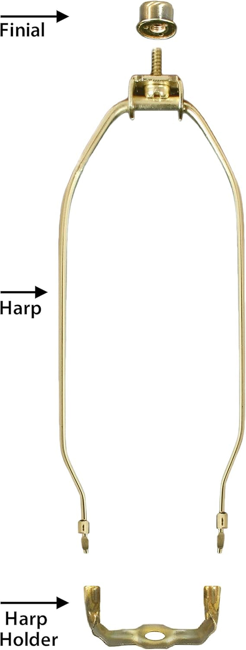 Heavy Duty Harp for Lamp Shade Holder, 7 Inch, Polished Brown Base